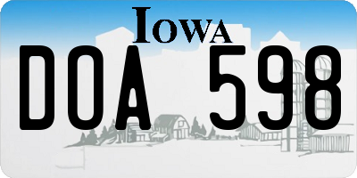 IA license plate DOA598