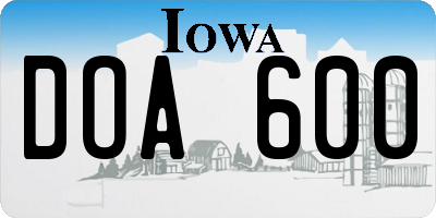 IA license plate DOA600