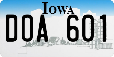 IA license plate DOA601