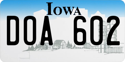 IA license plate DOA602