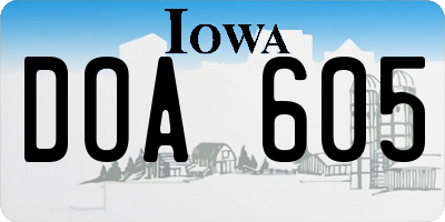 IA license plate DOA605