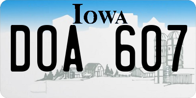 IA license plate DOA607