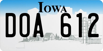 IA license plate DOA612