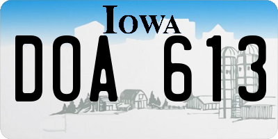 IA license plate DOA613