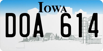 IA license plate DOA614