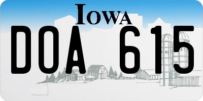 IA license plate DOA615