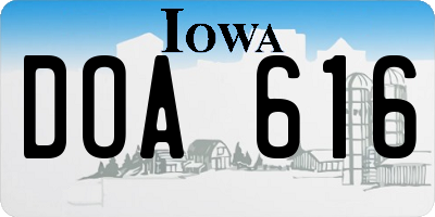 IA license plate DOA616