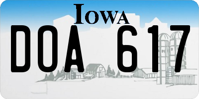 IA license plate DOA617