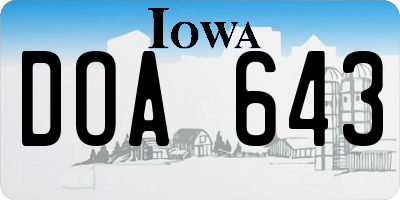 IA license plate DOA643