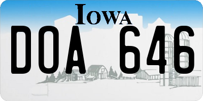IA license plate DOA646