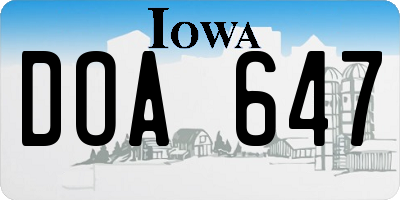 IA license plate DOA647