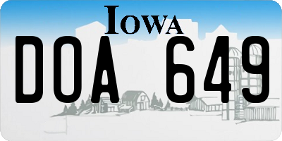 IA license plate DOA649
