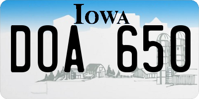 IA license plate DOA650
