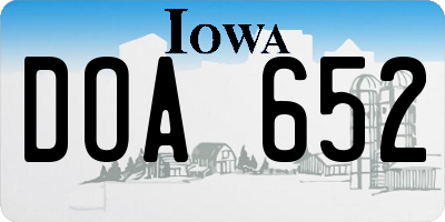 IA license plate DOA652