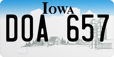IA license plate DOA657