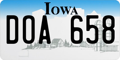 IA license plate DOA658