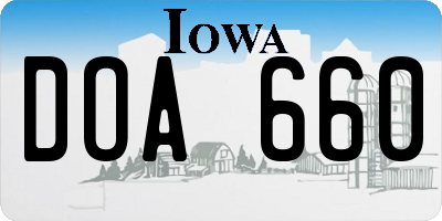 IA license plate DOA660
