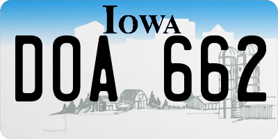 IA license plate DOA662