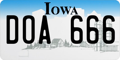 IA license plate DOA666