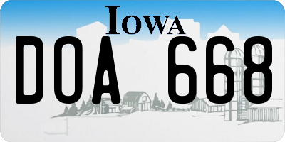 IA license plate DOA668