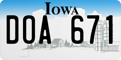 IA license plate DOA671