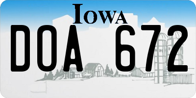 IA license plate DOA672