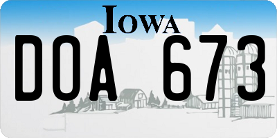 IA license plate DOA673