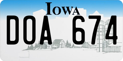 IA license plate DOA674