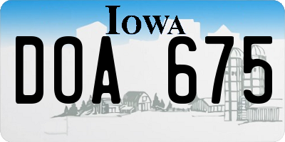 IA license plate DOA675