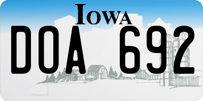 IA license plate DOA692