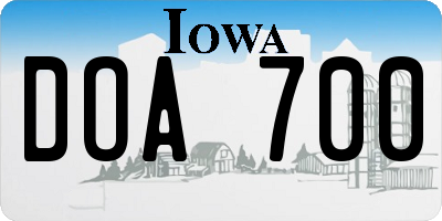 IA license plate DOA700