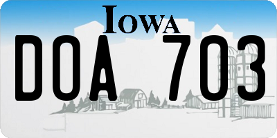 IA license plate DOA703