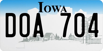 IA license plate DOA704