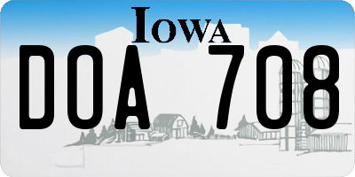 IA license plate DOA708