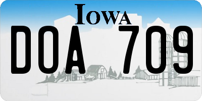 IA license plate DOA709