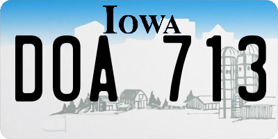 IA license plate DOA713