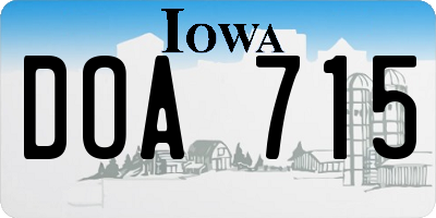 IA license plate DOA715