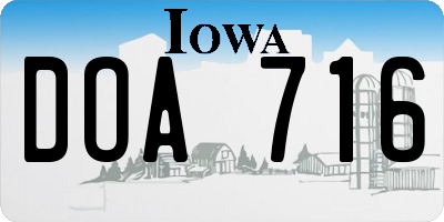 IA license plate DOA716