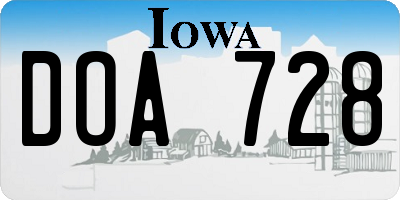 IA license plate DOA728
