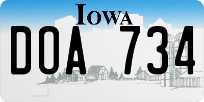 IA license plate DOA734
