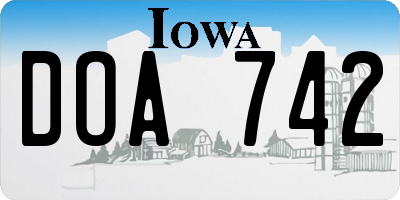 IA license plate DOA742