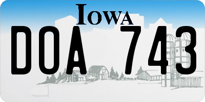 IA license plate DOA743