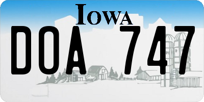 IA license plate DOA747