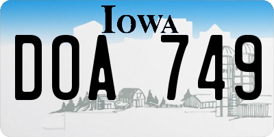 IA license plate DOA749