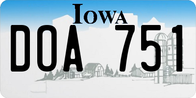 IA license plate DOA751
