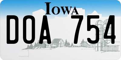 IA license plate DOA754