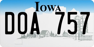 IA license plate DOA757