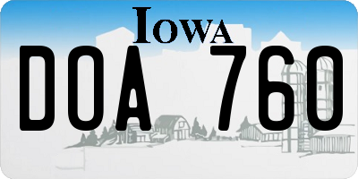 IA license plate DOA760
