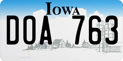 IA license plate DOA763
