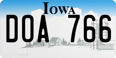 IA license plate DOA766